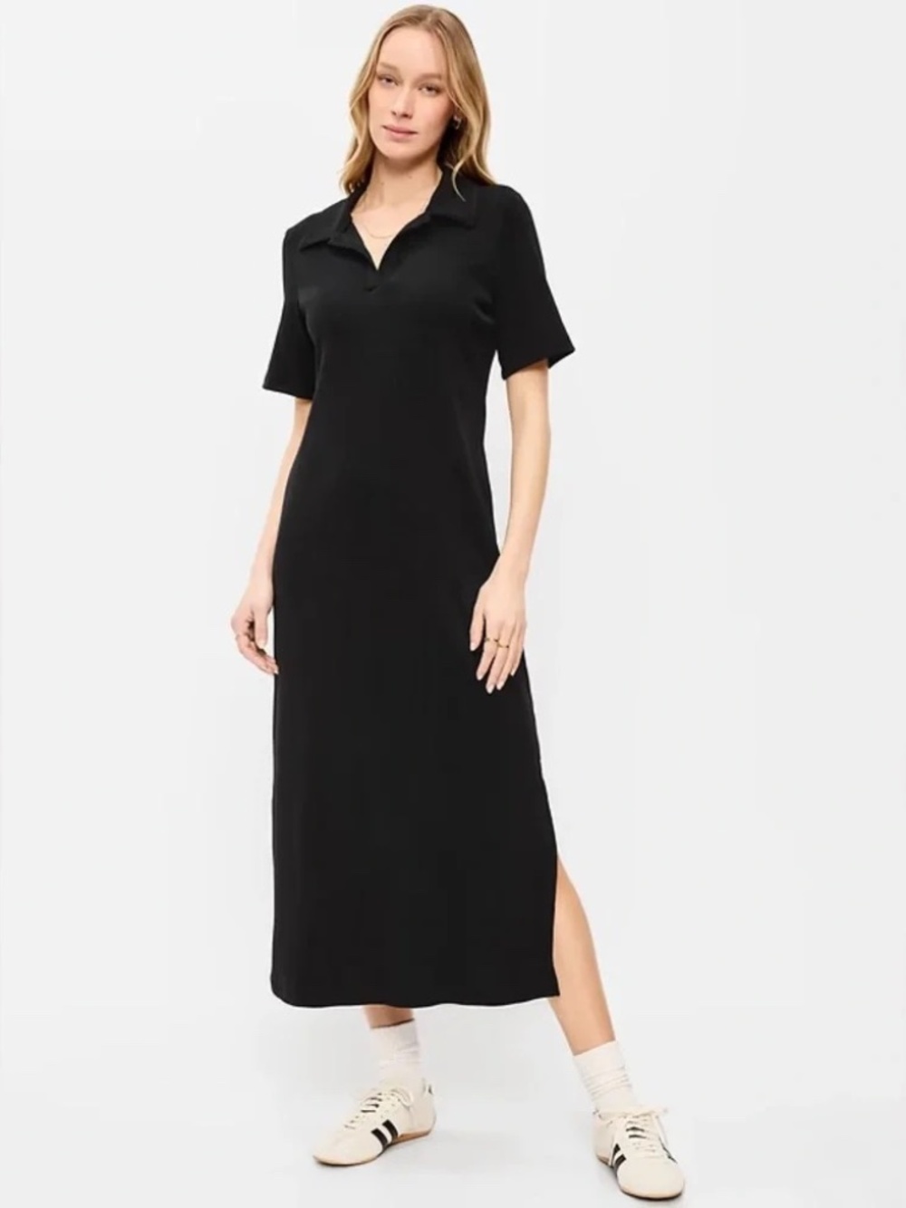 NWT! Old Navy Short-Sleeve Polo Midi Dress // Black #886459